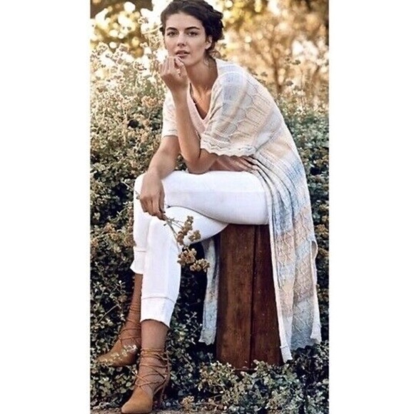 Anthropologie KNITTED & KNOTTED Pastel Ombré Beach Duster Cardigan Medium Petite - Picture 1 of 14